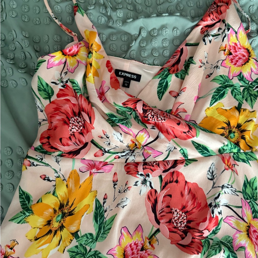 Express Vibrant Floral Cowl Neck Blouse